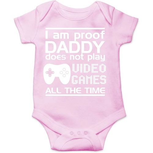 CBTwear Proof Daddy Does Not Play Video Games All the Time - Baby Clothes - Funny Newborn Bodysuit Outfits for Boys and Girls