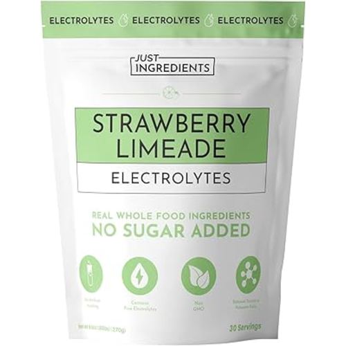 Strawberry Limeade Electrolytes – 30 Serving Bag – Clean Hydration Drink Mix with Essential Minerals – Remineralizing Formula – No Sugar Added – Natural Energy & Cramp Support – Vegan, Non-GMO
