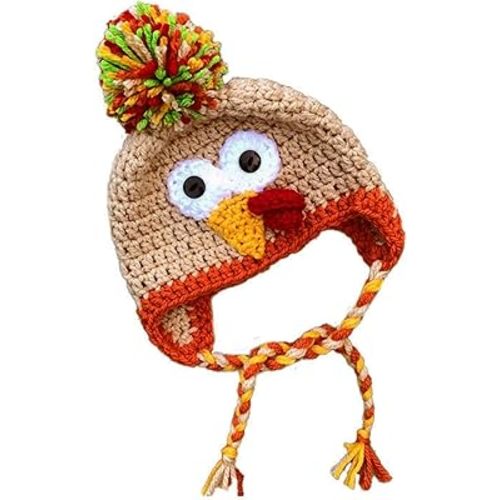 DSORVICD Thanksgiving Kids Baby Turkey Hat Toddler Warm Knitted Earflap Beanie Cap for Photography Props
