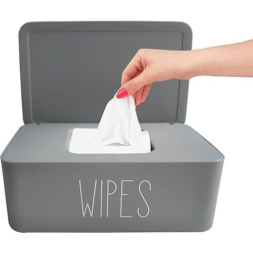 Moorfowl Baby Wipes Dispenser Bathroom Decor,7.28" L * 4.80" W * 2.75" H, Refillable Flushable Wipes Container Holder Baby Registry Essential