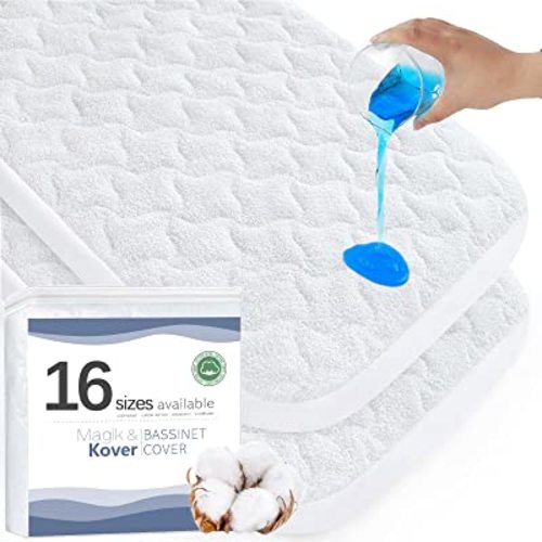 Bassinet Mattress Pad Cover 20" x 28"-Fit for Graco Travel Lite Crib/Sense2Snooze, Guava Lotus, Maxi-COSI Swift Lightweight Bassinet, Waterproof Quilted Bassinet Mattress Protector