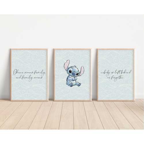 SET OF 3   Stitch Prints, Disney  Bedroom Decor,  Stitch Nursery Wall Art, Stitch Posters , Stitch Keep Sake Gifts