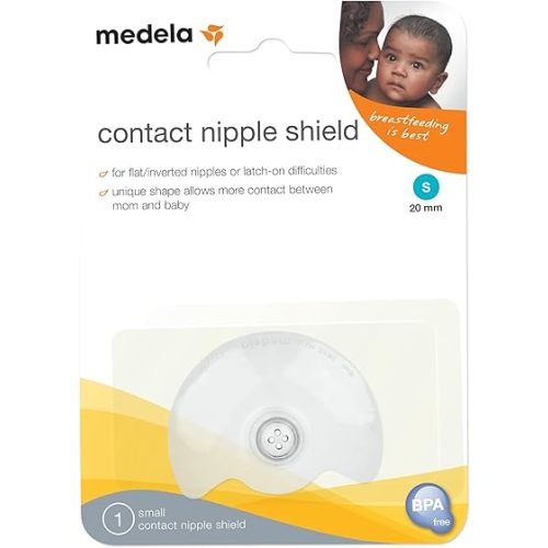Medela Contact Nipple Shield for Breastfeeding, Medium 20mm Nippleshield, For Latch Difficulties or Flat or Inverted Nipples, Made Without BPA