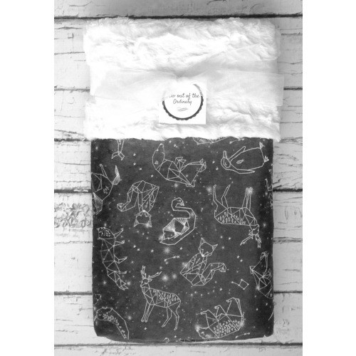 Constellation Baby Blanket, Minky Baby Blanket, Personalization Option, Gender Neutral Baby Bedding, Gray Baby Blanket, Star Baby