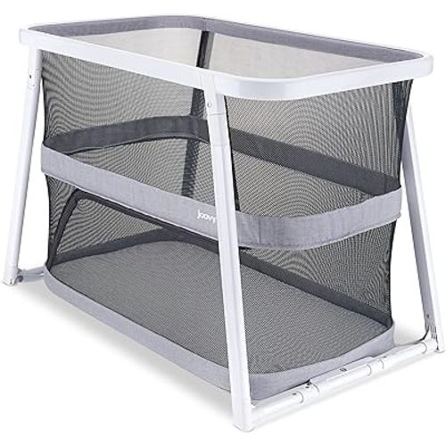 Joovy Coo Bassinet, Portable Bassinet with Storage, Rocking Playpen, Gray