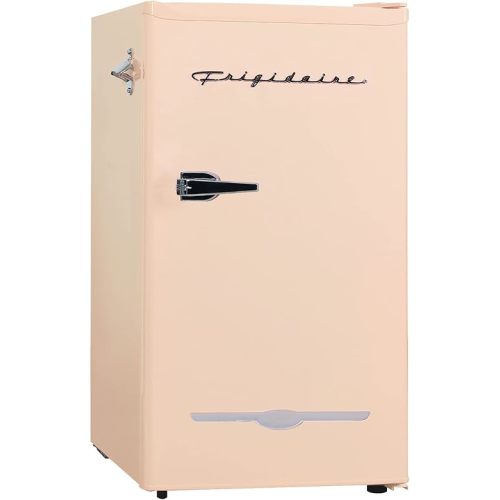 Frigidaire Retro Compact Fridge with Chiller, 3.2 cu ft Countertop Fridge with Built-In Bottle Opener, Compact Refrigerator for Office, Bedroom, Dorm Room or Cabin - 16.5"D x 19"W x 31"H (Pink)