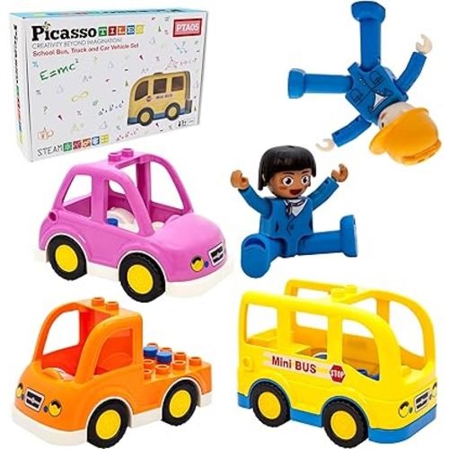 PicassoTiles Vehicle and Action Figure Set