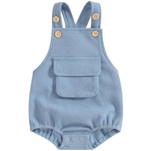 Kuriozud Unisex Baby Boy Girl Clothes Sleeveless Romper Bodysuit Crossback Strap Jumpsuit Overall Shorts One Piece Outfit