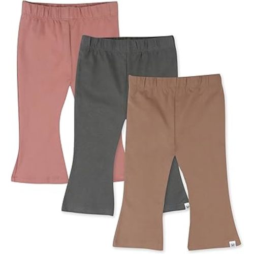 HonestBaby Multipack Leggings Skinny, Flare and Cargo Pants Organic Cotton for Infant Baby Girls, Toddlers, Little Kids