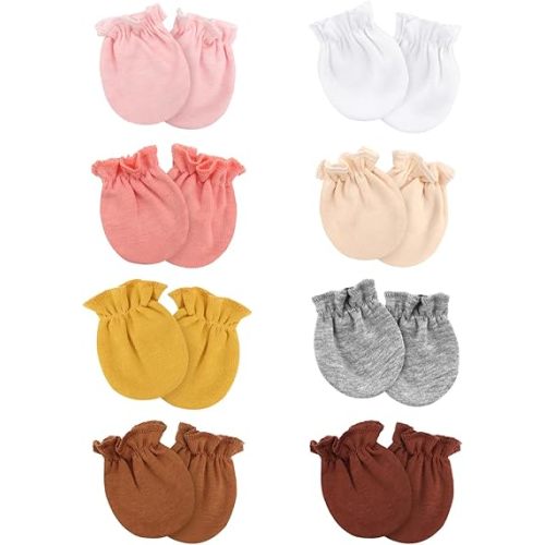 Newborn Baby Mittens No Scratch Cotton Elastic Wrist Gloves Infant Toddler Mittens for Baby Boy Girl 0-6 Months