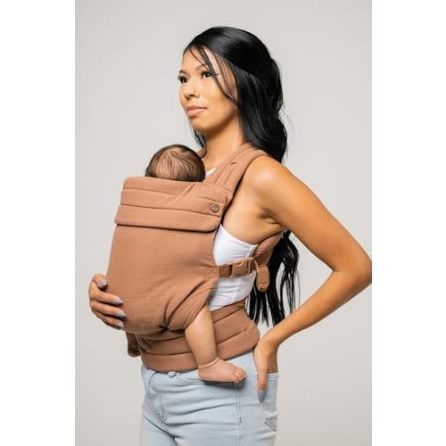 Mabē Monarch Ergonomic Baby Carrier - Premium Cotton Soft Structured Infant Carrier with Hip Healthy Design, 3 Carry Positions for Newborn to Toddler (7-35lbs), Lightweight & Breathable (Mocha)