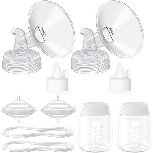 Paruu Pump Parts Compatible with Spectra S1/S2/9 Plus, Not Original Accessories, Full Set Replacements Include 24mm Flanges, Valves, Backflow Protectors (Duckbills Included), Tubings and Bottles