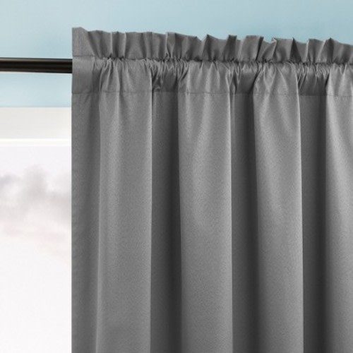 40"x63" Sun Zero Doucet Thermal Blackout Rod Pocket Curtain Panel Gray: Energy Efficient, Noise Reduction, Indoor Use