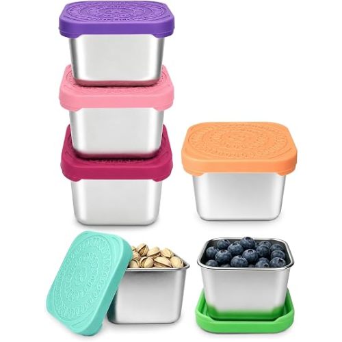 HTEVW 6 Pack Stainless Steel Snack Containers for Kids, 6 oz Food Container