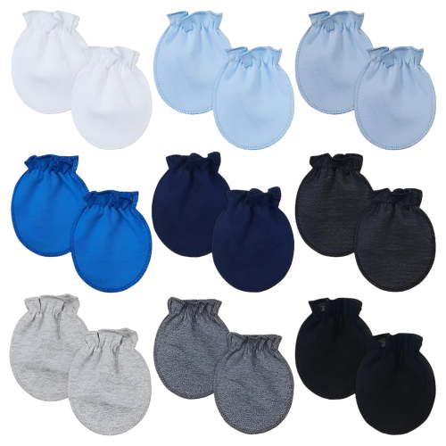 TELOLY 9 Pairs Baby Mittens Toddler No Scratch Mittens for 0-6 Months Baby Boys Girls, 9 Colors