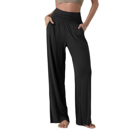 ODODOS Women's Wide Leg Palazzo Lounge Pants with Pockets Light Weight Loose Comfy Casual Pajama Pants-26/28/30"/32" Inseam