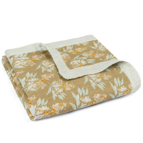 Gold Floral Big Lovey Three-Layer Muslin Blanket