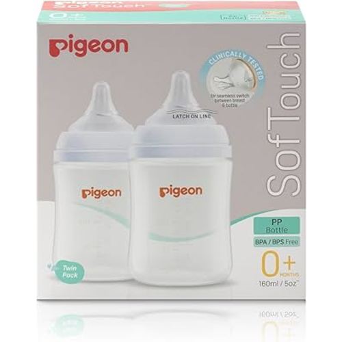 Pigeon SofTouch 3 Baby Bottle for 0+ Months Babies, BPA & BPS-Free, 160ml, PP, Twin Pack : Amazon.com.au: Baby
