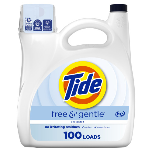 Tide Free & Gentle Liquid Laundry Detergent, HE Compatible, 132 fl oz, 100 Loads