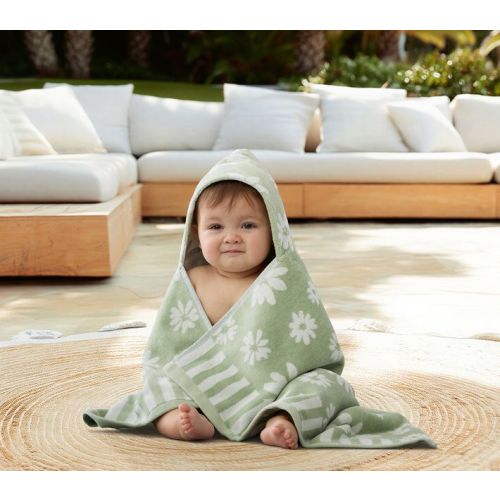 Daisy Plush Jacquard Baby Beach Hooded Towel UPF 50+