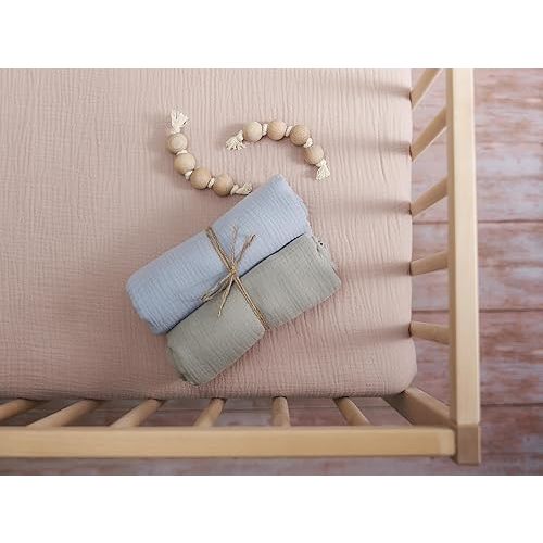 Meracorallo Muslin Fitted Crib Sheet, Soft and Breathable Baby Crib Sheet for Standard Crib and Toddler Mattresses (Blush)