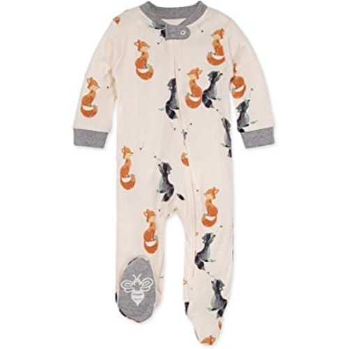 Burt's Bees Baby Boys' Sleep and Play Pjs, 100% Organic Cotton One-piece Zip Front Romper Jumpsuit Pajamas