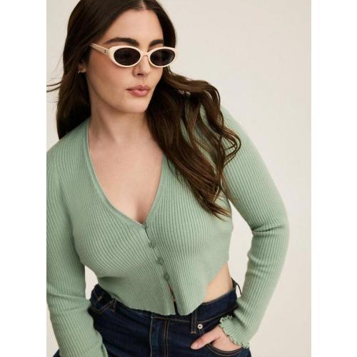 EVERYDAY SOFT RIB LS BUTTON FRONT SHRUG SWEATER
