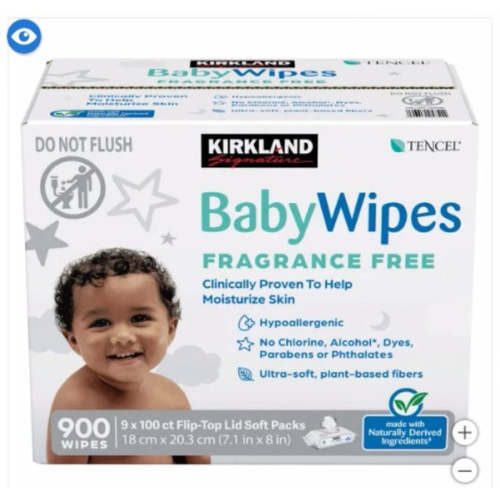 Kirkland Signature Baby Wipes Fragrance Free, 900-count