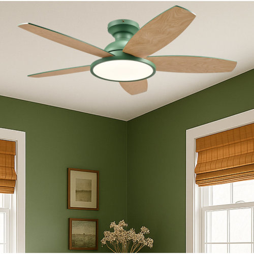 Low Profile 42" 5 - Blade Flush Mount Small Room Ceiling Fan with LED Light and Remote