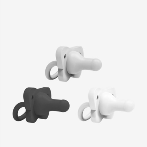 Dr. Brown's HappyPaci 100% Silicone Baby Pacifier, Contoured One-Piece Design, Black, Cool Gray, White, 0-6m, BPA-Free, 3 Pack