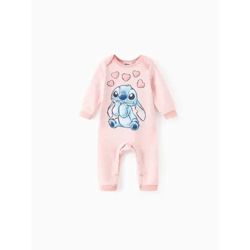 Disney Stitch Baby Boy/Girl Character Striped/Palm Tree Pattern Jumpsuit