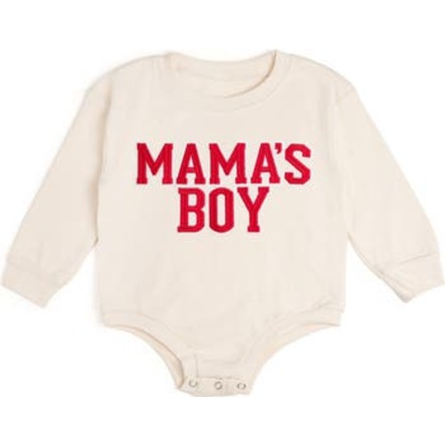 Mama's Boy Varsity Patch Long Sleeve Romper, 3-6M
