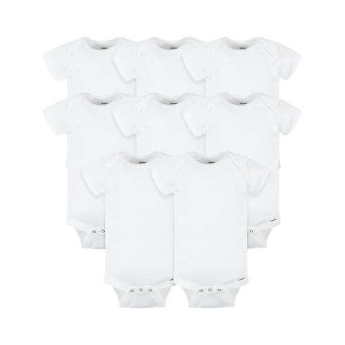 Gerber 8-Pack White Short Sleeve Onesies Bodysuits 0-3M, Solid Baby Plain Multipack Infant Clothing