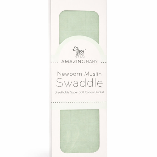 Amazing Baby - Newborn Muslin Swaddle Single - Green