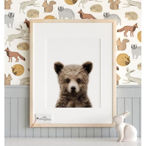 Baby Bear PRINTABLE art, Nursery wall art, The Crown Prints, Baby animal prints, Baby room decor, Wall art for kids, Digital Download