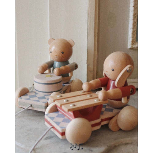 Konges Sloejd | Wooden Music Pull Toy: Musical Companions for Toddlers