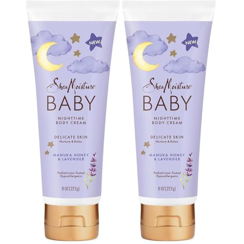 SheaMoisture Baby Moisturizer Manuka Honey & Lavender for Delicate Hair and Skin Nighttime Hair and Skin Care Regimen 8 oz,(Pack of 2)