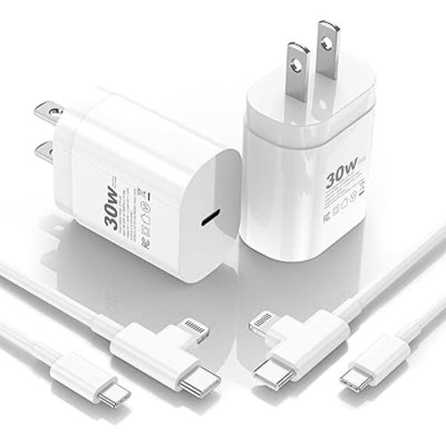 30W iPhone 17/16/15/14/13/12 Charger Fast Charging Block with 6FT Long C to Type C& Lightning Cable.Fast Charging for All iPhone/iPad and Galaxy Series (White 2)