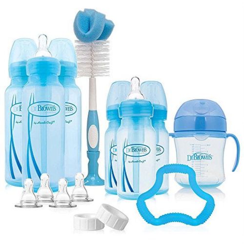 Dr. Brown's Options Anti-Colic Newborn Baby Bottles Standard Flow Gift Set, Blue