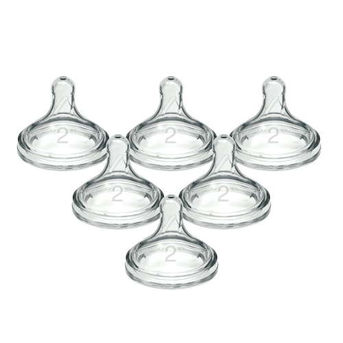 Dr. Brown's Options+ Wide-Neck Baby Bottle Nipple - Level 2, Medium Flow - 6-Pack - 3m+