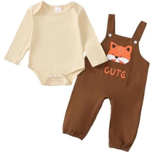 Infant Newborn Baby Boy Clothes Fall Overalls Outfit Long Sleeve Romper Top Jumpsuit Pants Set