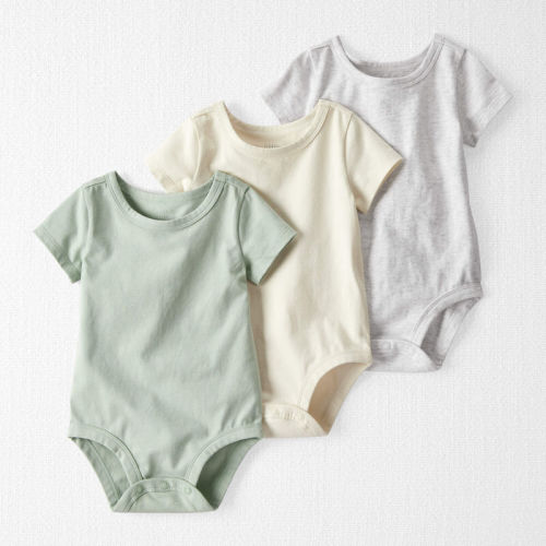 Mint, Sweet Cream, Grey Heather Baby 3-Pack Organic Cotton Bodysuits | Carter’s Oshkosh Canada