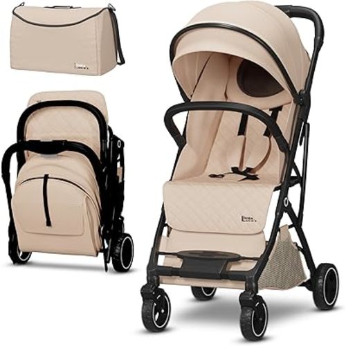 Compact Travel Stroller for Airplane - Lightweight Folding Design, Includes Convertible Change Mat Bag & Secure Brake - Ideal Carry-On Stroller for Newborns to Toddlers