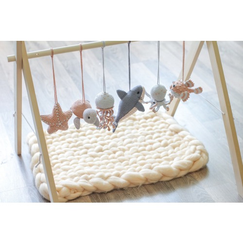 Baby play gym ocean. Baby gym hanging toy. Beach baby play gym toys. Hanging toys: Shark, Turtle, Jellyfish, Octopus, Puffer fish, Starfish
