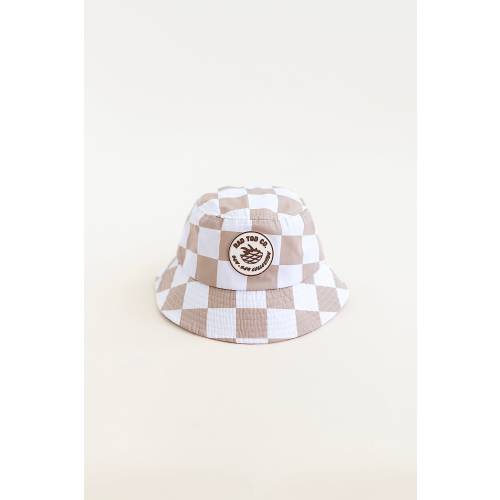 Waterproof Baby Bucket Hat | Toddler Bucket Hat | Toddler Sun Hat | Baby Sun Hat - Primary color: Tan checkers
