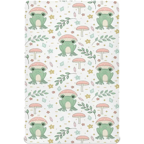 Cute Frog Mushroom Fitted Crib Sheet for Girls and Boys,Soft Breathable Polyester Baby Sheet for Standard Size Crib Mattress 21164026