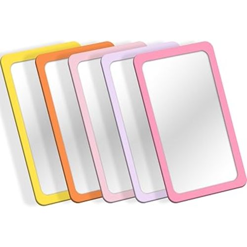 5 Pcs Small Mirrors for Kids Unbreakable Shatter Proof Mirror 6 x 4 Inches Round Corners Square Unbroken Mirrors for School Classroom Bathroom DIY Crafts (Candy)