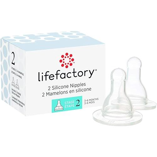 Lifefactory BPA-Free Bottle Nipple | Stage 2 (2 Pack)