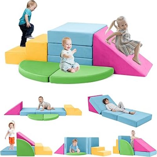 Foam Climbing Blocks for Toddlers 1-3, Safety First Baby Climbing Blocks Indoor,Soft Play Set for Infant, Ideal Climbing Toys for 1 Year Old for Baby Gym/Toddler Playground（Colorful）