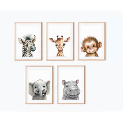 Safari Baby Animal Nursery prints, Set of 3, Baby Animal Nursery Prints, Nursery wall art, Animal prints for nursery, Christmas Gift, Safari